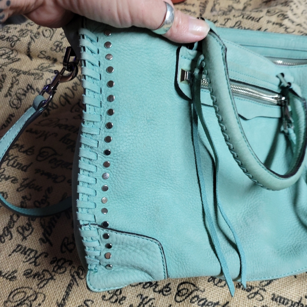 Rebecca Minkoff Suede leather mint /seafoam green gently used beautiful - Picture 10 of 16